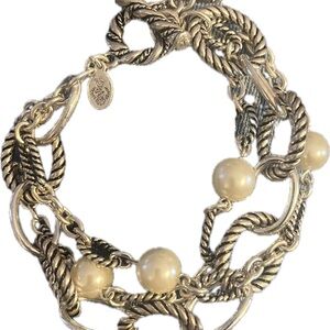 Premier Designs Silver and Faux Pearl Bracelet